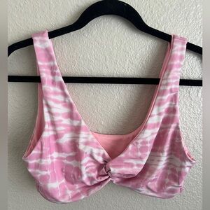 VS Pink Pink and White Tie-Dye Crop Top Large